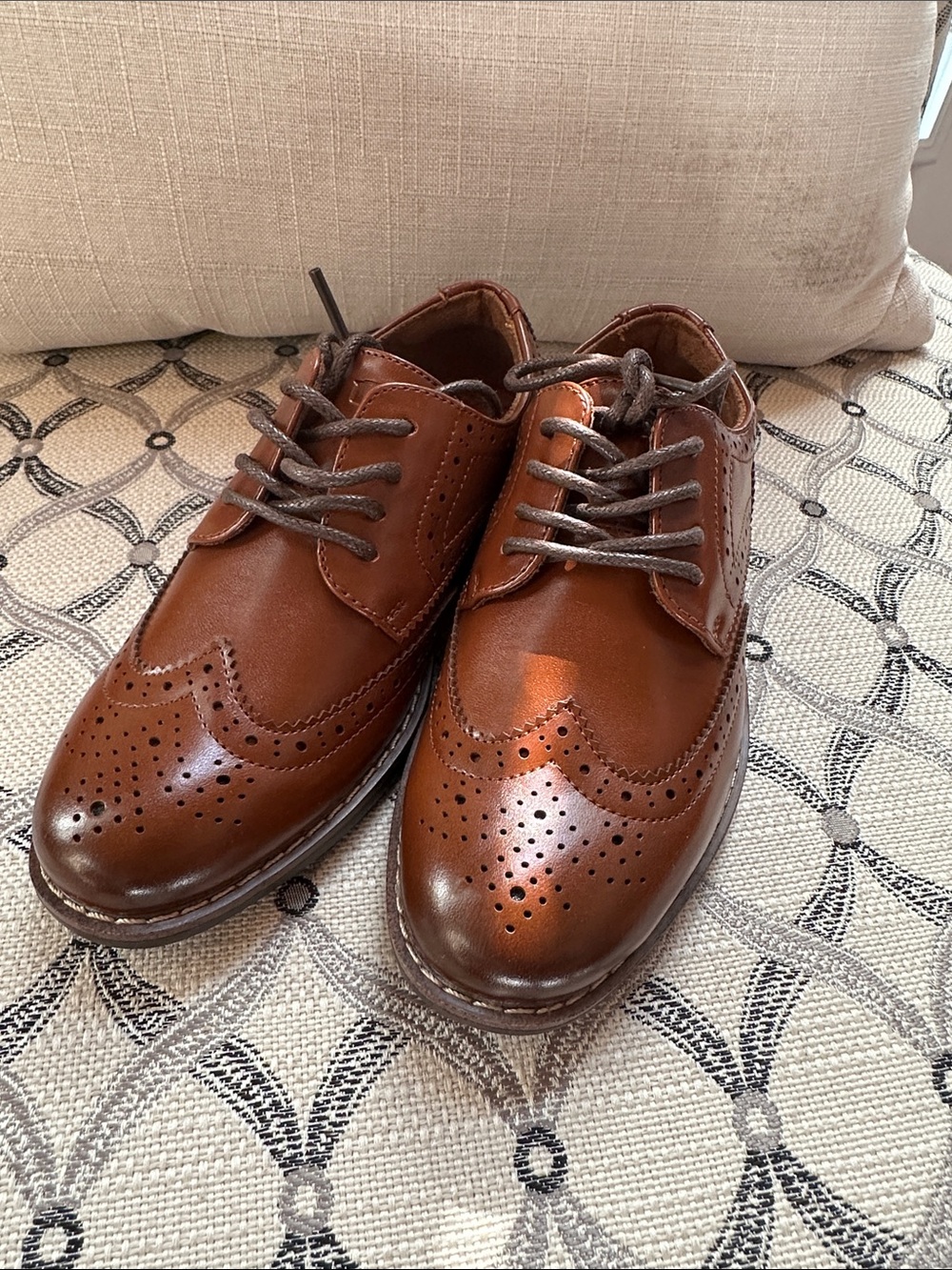 Florsheim Tan Brown Wingtip Brogue Kids Dress Shoes